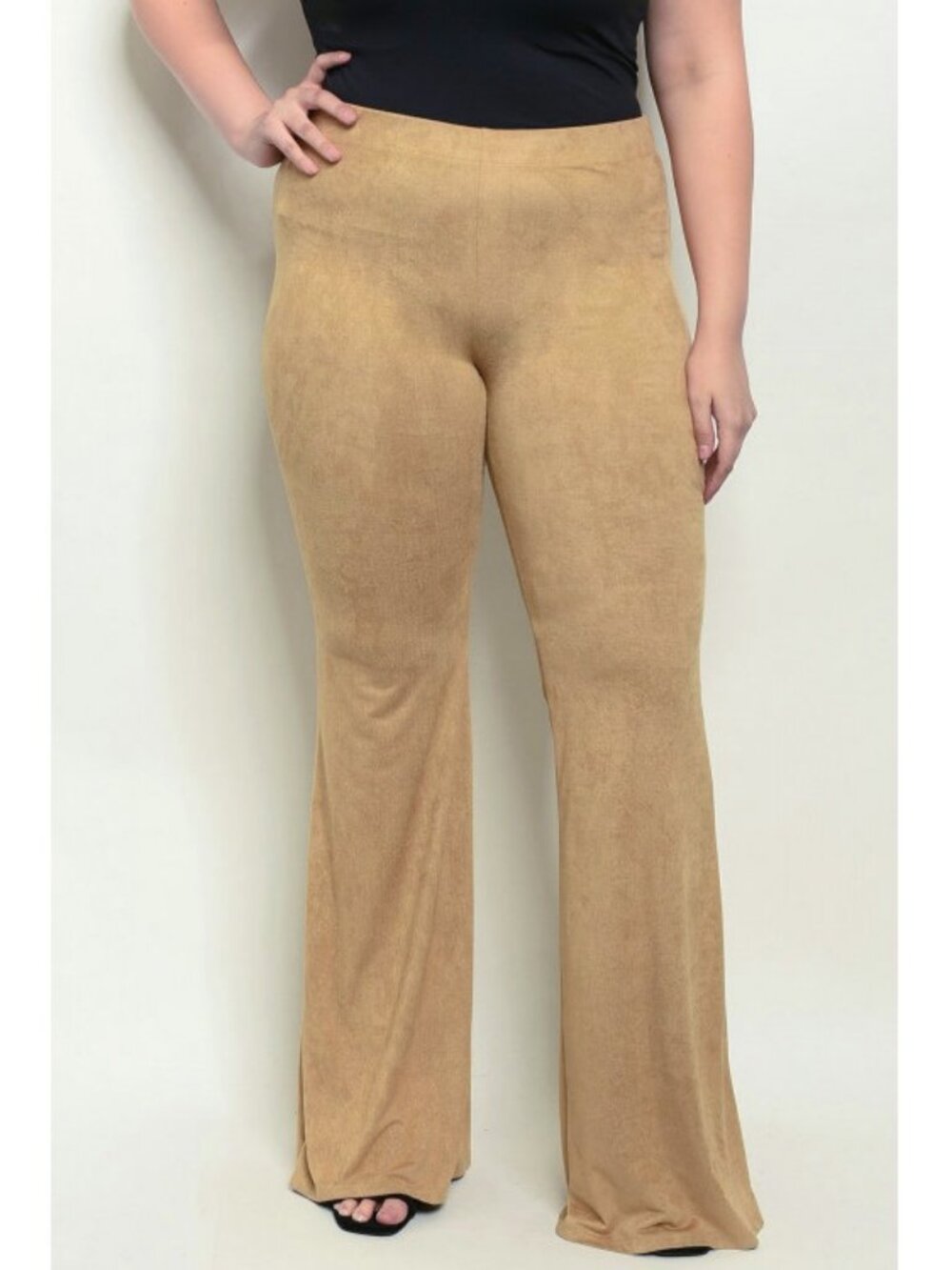 Dazz Camel Micro Suede Flare Leg Pants Plus Size XL 2X or 3X